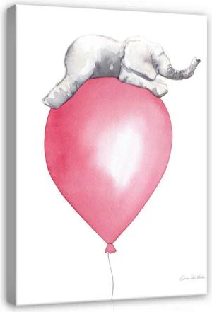 Wallarena Leinwandbild Kinderzimmer Tiere Elefant Mädchen Wandbild Wand Deko Leinwandbilder, Elefant mit Luftballon (Einteilig, 1 St), Leinwand Bilder Kinderzimmer Kinder Wandbilder Leinwandbilder