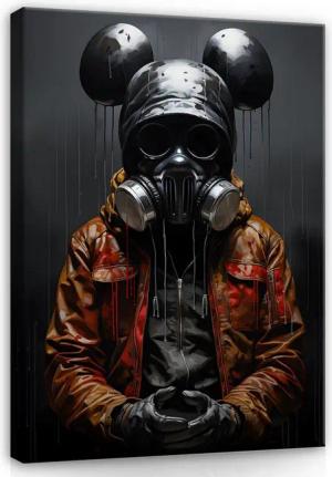 Wallarena Leinwandbild Kunst Art Gemalt Maus Schwarz Wohnzimmer Schlafzimmer Wandbild Modern, Street Art (groß Bilder Wohnzimmer Schlafzimmer Einteilig, 1 St), Bilder Klein Wohnzimmer Schlafzimmer Küche Wandbild Wand Deko 40x30