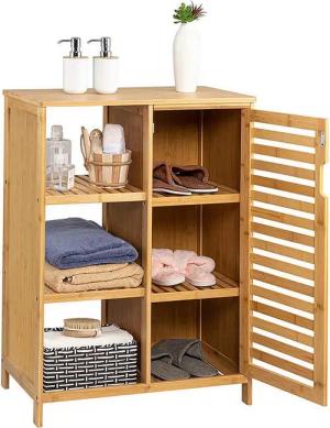 WAOHO Badkommode Badezimmerschränke aus Bambus,Badkommode,Küchenschrank,Sideboard