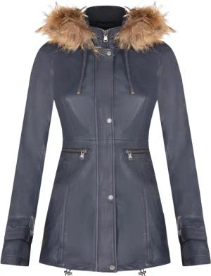 Warme Damen-Parkajacke aus Leder mit Kapuze – Northwich