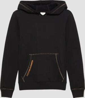 Wärmendes Kapuzen-Sweatshirt mit Glitzergarnnähten und Folienprint