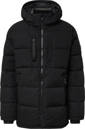 Wasserabweisende Pufferjacke mit abnehmbarer Kapuze und sportiven Details