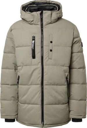 Wasserabweisende Pufferjacke mit abnehmbarer Kapuze und sportiven Details