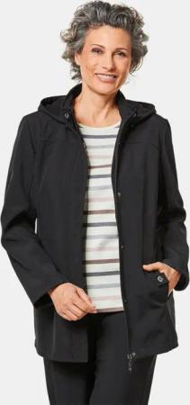 Wasserabweisende Softshelljacke mit Kapuze - schwarz - Gr. 22 von Goldner Fashion