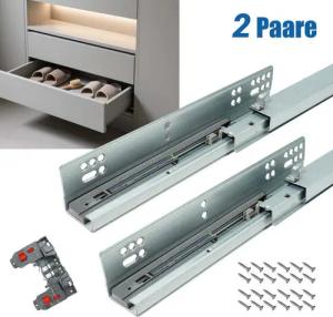 Wayne Hardware Auszug Schubladenauszug Schubladenschienen mit Dämpfung (SoftClose) (4 St., 3D Verstellbare Schubladenauszüge), SoftClose