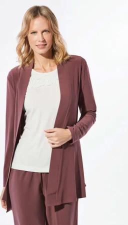 Weich fallende Jersey-Longjacke - aubergine - Gr. 23 von Goldner Fashion