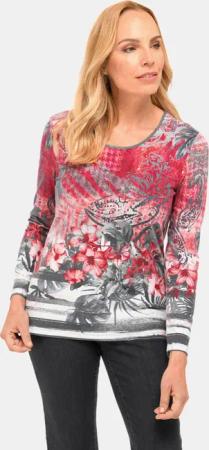 Weiches Flanellshirt mit ausdrucksstarkem Druck - koralle / grau / gemustert - Gr. 54 von Goldner Fashion