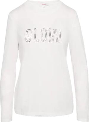 Weiches Jerseyshirt mit Frontprint und Schmucksteinen