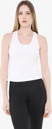 Weißes Fitness-Tanktop aus Synthetik für Damen und Herren