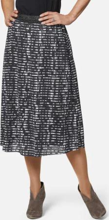 Weiter Druckrock mit Rundumgummibund - schwarz / weiß / gemustert - Gr. 21 von Goldner Fashion