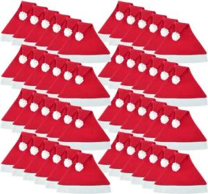 Wellgro Bommelmütze 48 Weihnachtsmützen mit Bommel - 30 x 30 cm (BxH), Einheitsgröße