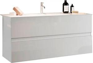 welltime Waschtisch Start, Breite 80 cm, 2 bzw. 3 Schubkästen, Badmöbel, Soft-Close, Keramik-Einsatzbecken, Weiß Hochglanz Lack