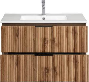 welltime Waschtisch Trento Badezimmerschrank mit Becken Bestseller, Badmöbel in Breite 80 cm, Waschplatz mit 2 Schubladen, Badschrank