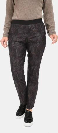 Wendedruckhose - schwarz / lila / geblümt - Gr. 52 von Goldner Fashion