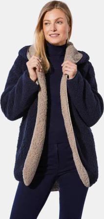 Wendejacke in Teddy-Optik - marine / beige - Gr. M von Goldner Fashion