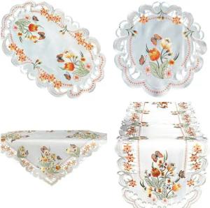 Westernlifestyle Tischdecke Orange Tulpen und Schmetterlinge Tischläufer