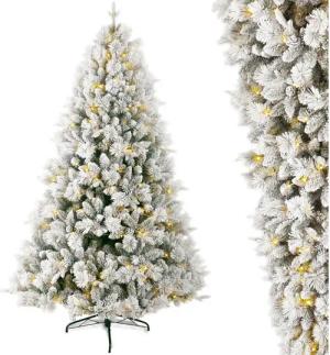 WHEELYOU Künstlicher Weihnachtsbaum mit Schnee, PVC+PE, mit Lichterkette und Handschuhe, 235CM, Nordmanntanne, tannenbaum künstlicher weihnachtsbaum mit beleuchtung christmas tree