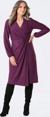 Wickelkleid mit Hemdkragen - aubergine - Gr. 20 von Goldner Fashion