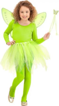 Widdmann Kostüm-Flügel Grüne Fee Kinder Accessoire-Set Fasching Karneval, Tutu, Flügel und Feenstab für eine fantastische Verwandlung