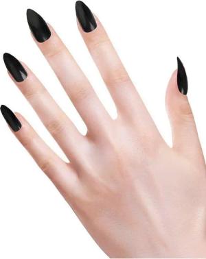 Widdmann Kunstfingernägel Stiletto Fingernägel schwarz, Künstliche Fingernägel zum Aufkleben
