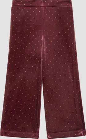 Wide Leg-Hose aus Samt mit Glitzersteinen