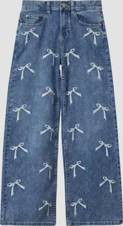 Wide Leg Jeans mit Stickerei / Regular Fit / Mid Rise