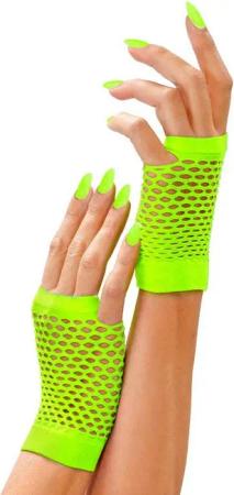 Widmann S.r.l. Kostüm Fingerlose Netz Handschuhe - Kurz, Neon Grün