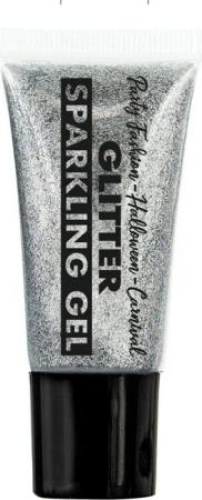 Widmann S.r.l. Theaterschminke Face&Body Glitter Make-up - Tube 25 ml, Silber