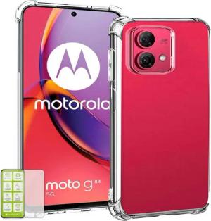 Wigento Handyhülle Für Motorola Moto G84 5G Schock TPU Silikon Schutz Hülle + Hart Glas