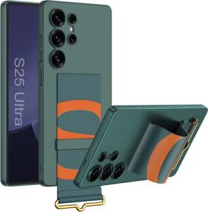 Wigento Handyhülle Für Samsung Galaxy S25 Ultra GKK Ultra dünne Hülle Armband Halter Grün, Armbandhalterung, stoßfest, stylisch