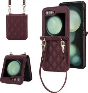 Wigento Handyhülle Für Samsung Galaxy Z Flip5 5G Kunstleder Handy Tasche + Umhängeband