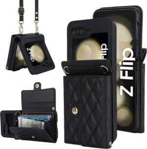 Wigento Handyhülle Für Samsung Galaxy Z Flip7 FE / Flip6 5G Kunstleder Design Wallet, Kunst-Leder Schutz Tasche Smart Case Multifunktion