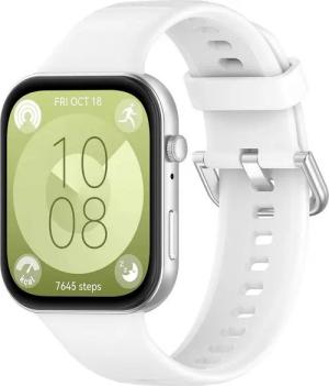 Wigento Smartwatch-Armband Für Huawei Watch Fit 4 / 4 Pro / 3 hochwertiges Silikon Armband Weiß, Ersatz Austausch Silikon Sport Armband