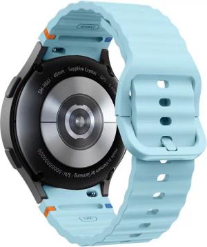 Wigento Smartwatch-Armband Für Samsung Galaxy Watch 7 44 / 40mm Silikon Wellen Design Band H Blau