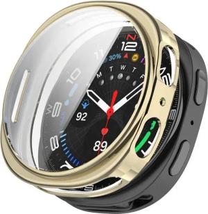 Wigento Smartwatch-Hülle Für Samsung Galaxy Watch 8 44mm Electroplated TPU Schutz Hülle Gold, Full TPU Schutzhülle, nahtlose Passform