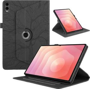 Wigento Tablet-Hülle Für Samsung Galaxy Tab S11 Ultra 360 Baum Kunstleder Tasche Schwarz, 360° Drehfunktion, Baum des Lebens Motiv, Standfunktion