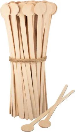 wisefood Rührstab Holz Rühstäbchen mit rundem Griff - 18cm - 100, (200-St)