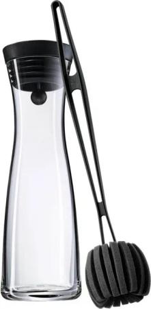 WMF Wasserkaraffe Basic Wasserkaraffe mit Reinigungsbürste, (Silikondeckel mit Closeup-Verschluss, 2-tlg., 1x Karaffe Glas mit Deckel, 1x Reinigungsbürste), (V 1,0l, Höhe 30,2 cm, Ø 8,8 6,0 9,5 cm)