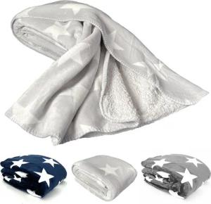 Wohndecke Dicke Soft Flanell Kuscheldecke Sterne Winterdecke, heimtexland, 150x200 I extra dick I warm I Sherpa Fell I kuschelig weich