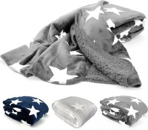 Wohndecke Dicke Soft Flanell Kuscheldecke Sterne Winterdecke, heimtexland, 150x200 I extra dick I warm I Sherpa Fell I kuschelig weich