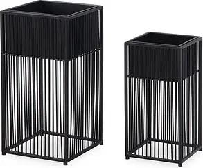 WOHNLING Pflanzenständer Metall schwarz quadratisch 25,0 / 20,0 x 50,0 / 40,0 cm, 2 St.
