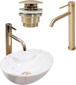 wohnwerk.idee Aufsatzwaschbecken Waschbecken Marmor Optik Gäste WC / Gäste Bad Sofia Mini 35x26cm