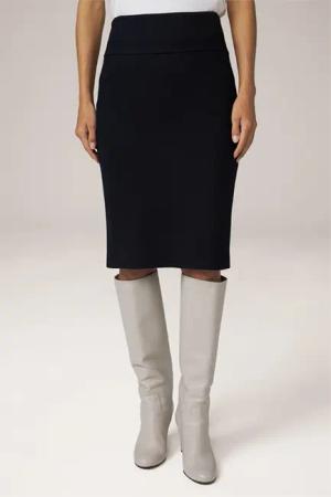 Wolljersey-Bleistift-Rock in Navy