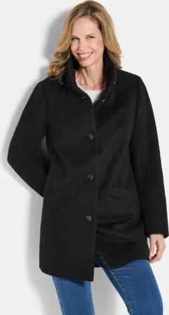 Wollmantel mit Stehkragen - schwarz - Gr. 50 von Goldner Fashion