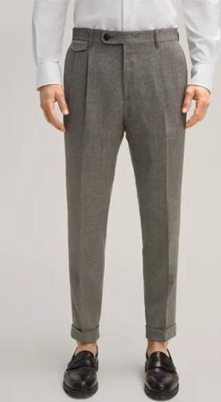 Wollmix-Hose Sapo mit Bundfalte in Hellbraun