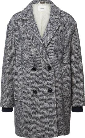 Wollmixmantel mit Reverskragen und Rippbündchen