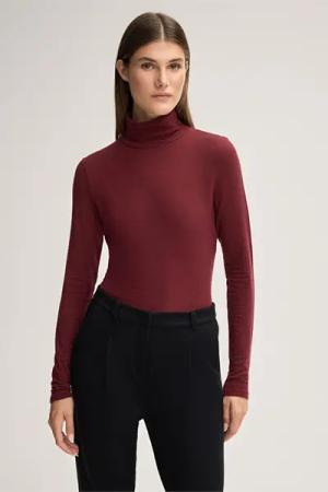 Wollstretch-Rollkragen-Shirt in Rot