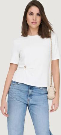 WOMEN'S Crop Top Onlelena S/S Detail T-Sud Jrs cremefarben