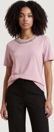 WOMEN'S Crop Top ONLPARKER S/S O-NECK BLING TOP BOX JRS rosa