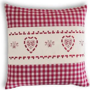 wometo Kissenbezug Landhaus Karo mit Stickerei Herz oder Hirsch, 40x40 cm, OEKO-TEX®, Karo, Herz- & Hirsch-Stickmotiv, Leinen-Look